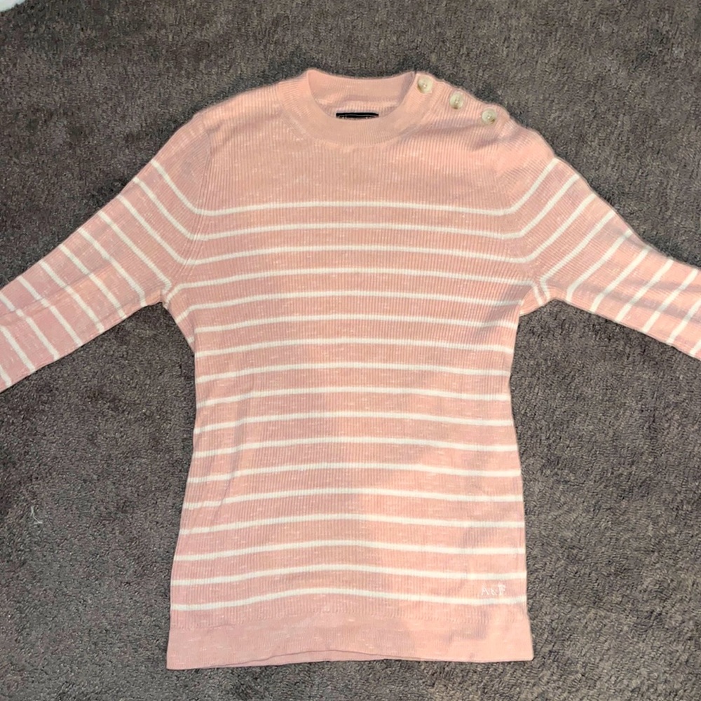 Pink and White striped Abercrombie sweater